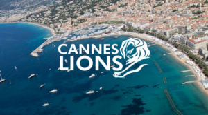 Cannes Lions International Festival of Creativity Logo with the backdrop of sea and city